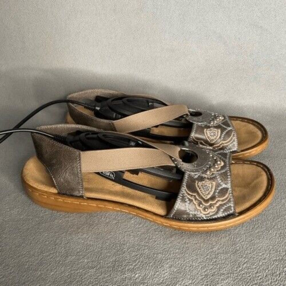 Rieker Regina Slip On Sandals Women Size 41/US9.5 Gray Metal‎ Embellishments - Picture 8 of 13